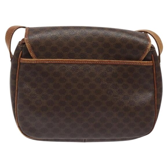 CELINE Macadam Canvas Shoulder Bag PVC Leather Brown Gold Auth BA1581 - Picture 3 of 16